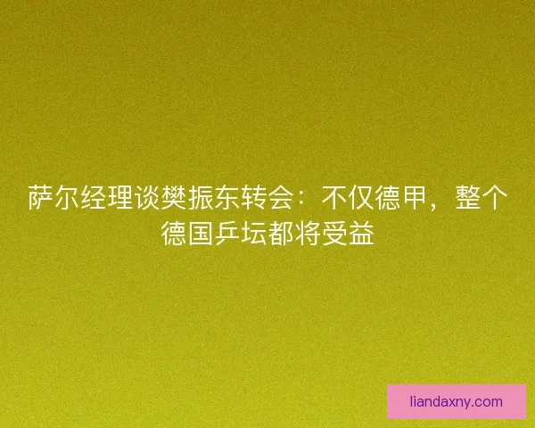 萨尔经理谈樊振东转会：不仅德甲，整个德国乒坛都将受益