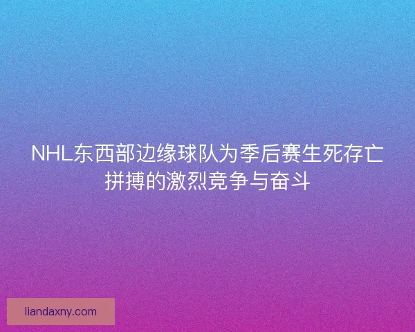 NHL东西部边缘球队为季后赛生死存亡拼搏的激烈竞争与奋斗