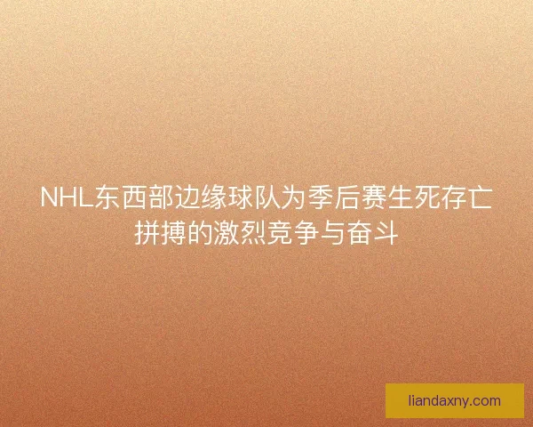 NHL东西部边缘球队为季后赛生死存亡拼搏的激烈竞争与奋斗